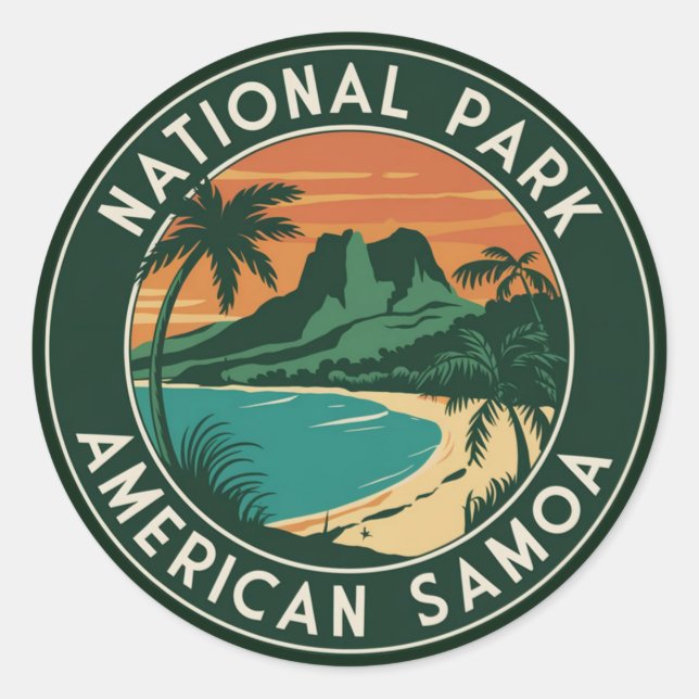 Sticker Rond Parc national des Samoa américaines Emblem rond (Devant)