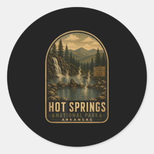 Sticker Rond Parc national des sources chaudes bigfoot vintage