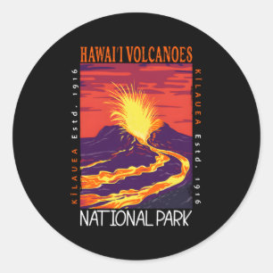 Sticker Rond Parc national des volcans d'Hawaii Kilauea Volcano