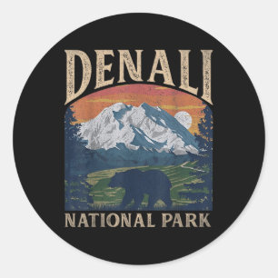 Sticker Rond Parc National Du Denali vintage Montage Rétro Pour