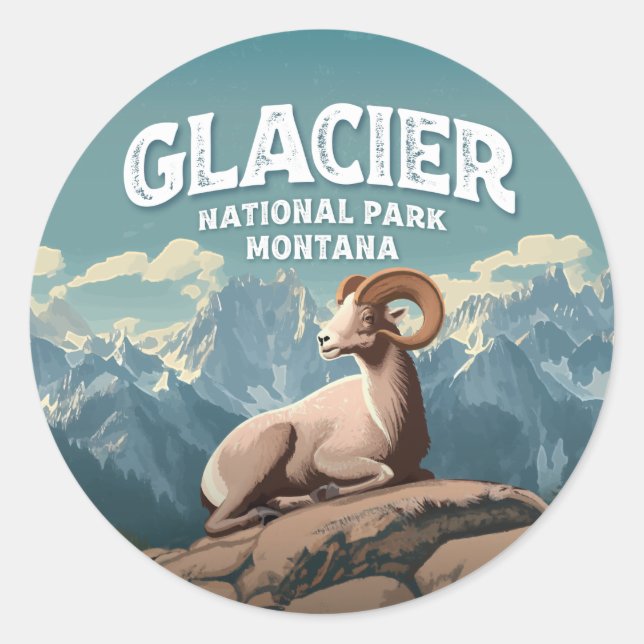 Sticker Rond Parc national du Glacier Bighorn Sheep (Devant)