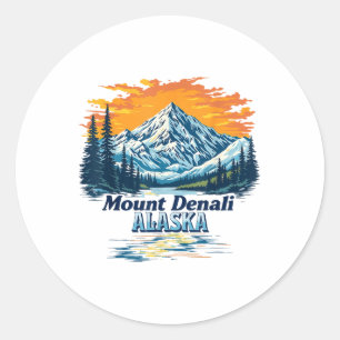 Sticker Rond Parc national du Mont-Denali vintage Alaska Mounta