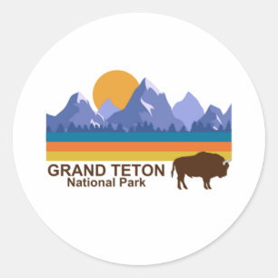 STICKER ROND PARC NATIONAL GRAND-TETON