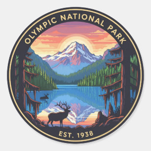 Sticker Rond Parc national olympique de Roosevelt Elk Washingto