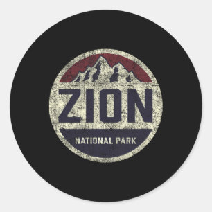Sticker Rond Parc national rétro Zion Utah Montagne Femmes Homm