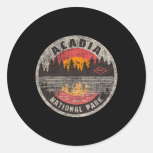 Sticker Rond Parc national vintage d'Acadia dans le Maine, camp
