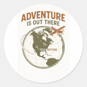 Sticker Rond Parc national vintage Yellowstone - Aventure