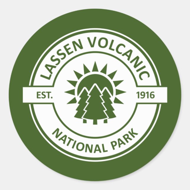 Sticker Rond Parc national volcanique de Lassen Sun Trees (Devant)