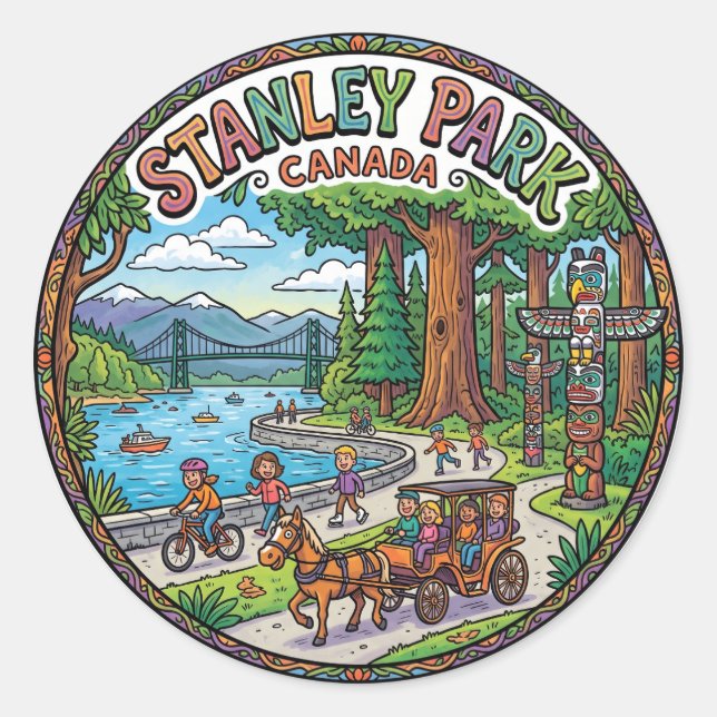 Sticker Rond Parc Stanley, Vancouver Canada (Devant)