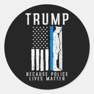 Sticker Rond Parce Que La Police Vit Pro Trump Mince Ligne Bleu