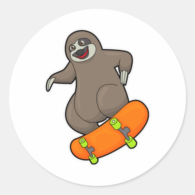 Sticker Rond Parcelle en skate avec skateboard (Devant)