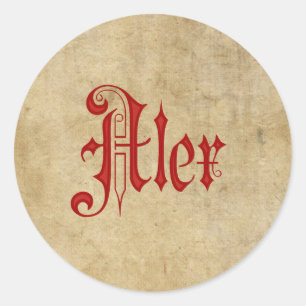 Sticker Rond Parchemin Blackletter personnalisée Alex Red