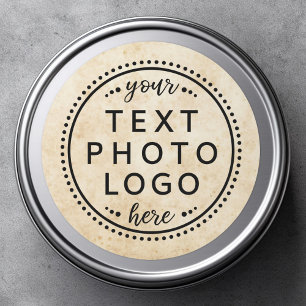 Sticker Rond Parchemin papier vieilli logo personnalisé photo g
