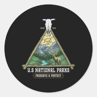 Sticker Rond Parcs Nationaux Des États-Unis Préservez Et Protég