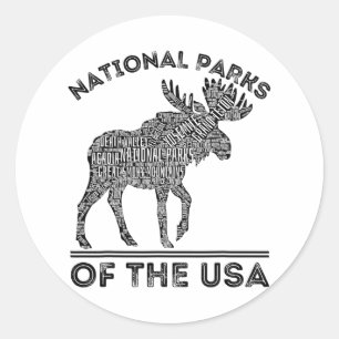 Sticker Rond Parcs Nationaux Orignal Randonnée Voyage Camping P
