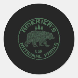 Sticker Rond Parcs Nationaux Ours Randonnée Voyage Camping Plei
