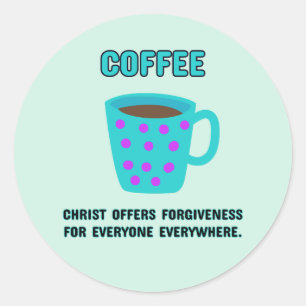 Sticker Rond Pardon chrétien du café