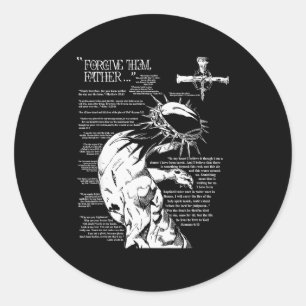 Sticker Rond Pardonne-les Père Anime Jésus Croix Tee 