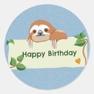 Sticker Rond Paresse de joyeux anniversaire