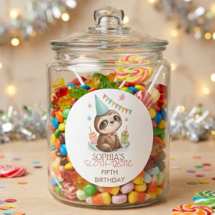 Sticker Rond Paresseux anniversaire de paresseux-enfants