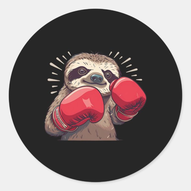Sticker Rond Paresseux de boxe avec gants de boxe Kickboxing Dr (Devant)