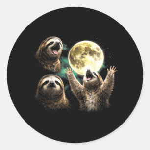 Sticker Rond Paresseux vintage des années 90 hurlant à la lune