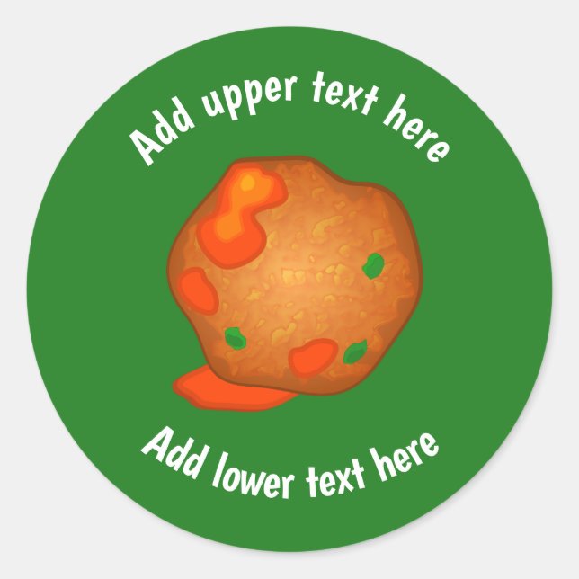 Sticker Rond Parfait boulette de viande avec tomate et herbes - (Devant)