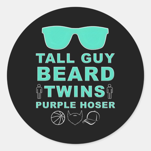 Sticker Rond Parfait Dude Grand Guy Beard Twins Purple Hoser Du (Devant)