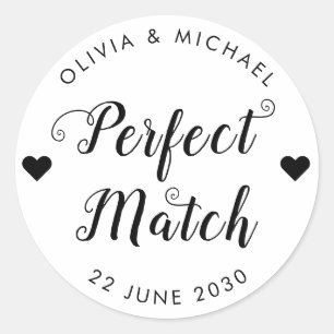 Sticker Rond Parfait Matchbox Coeur Mariage Faveur