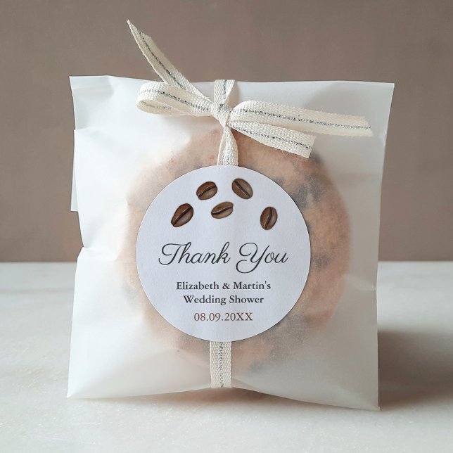 Sticker Rond Parfait Mélange Aquarelle Merci de fèves de café (Coffee Beans Perfect Blend Wedding Shower Favor Sticker)