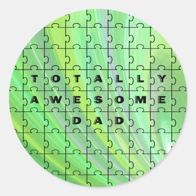 Sticker Rond Parfait Papa Puzzle Vert (Devant)