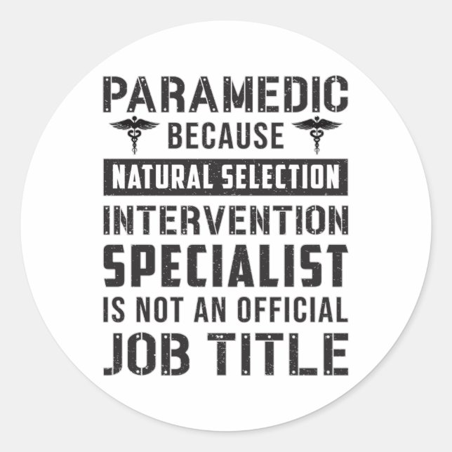 Sticker Rond Parfait parce que sélection naturelle Ambulance EM (Devant)