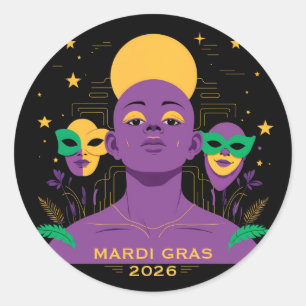 Sticker Rond Parfait pour Mardi Gras 2026
