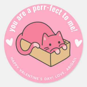 Sticker Rond Parfait pour moi ! Cute Cat Classroom Valentine