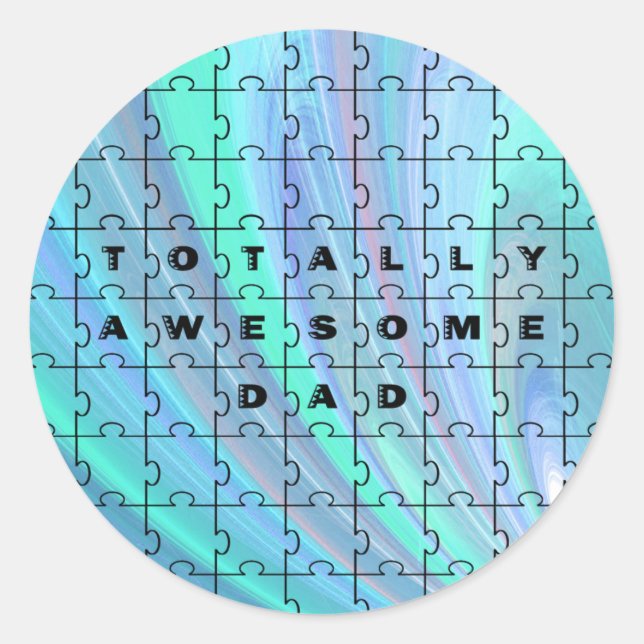 Sticker Rond Parfait Puzzle de papa bleu (Devant)