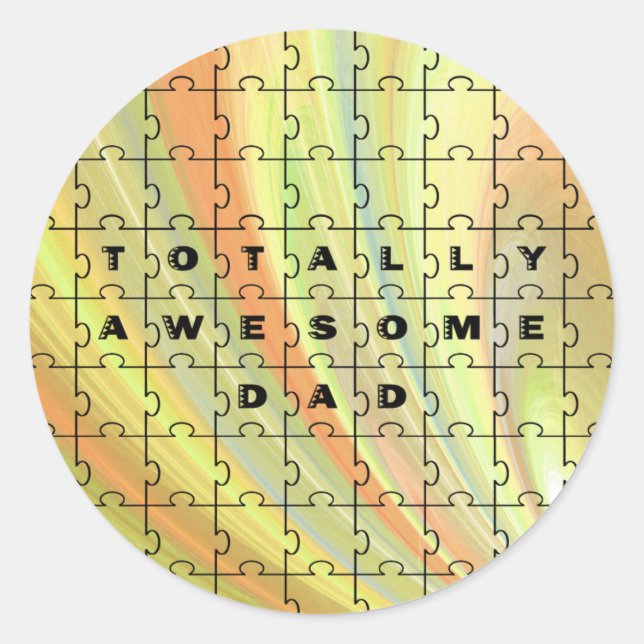 Sticker Rond Parfait Puzzle Papa Jaune/Brown (Devant)