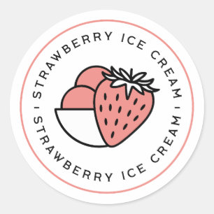 Sticker Rond Parfum de glace à la fraise