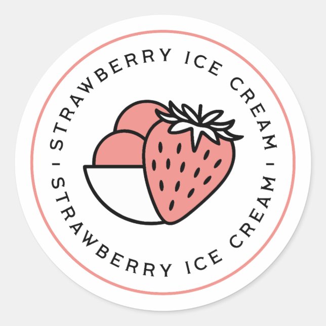 Sticker Rond Parfum de glace à la fraise (Devant)