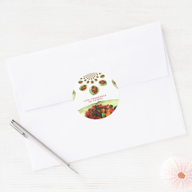 Sticker Rond Parfum de vie : Potpourri message inspirant (Enveloppe)