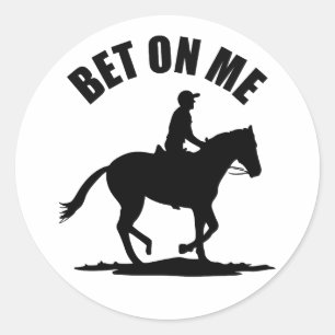 Sticker Rond Pari Sur Moi - Course À Cheval