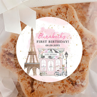 Sticker Rond Paris Anniversaire Café Parisien Tea Party Anniver