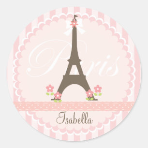 Sticker Rond Paris au printemps Girly