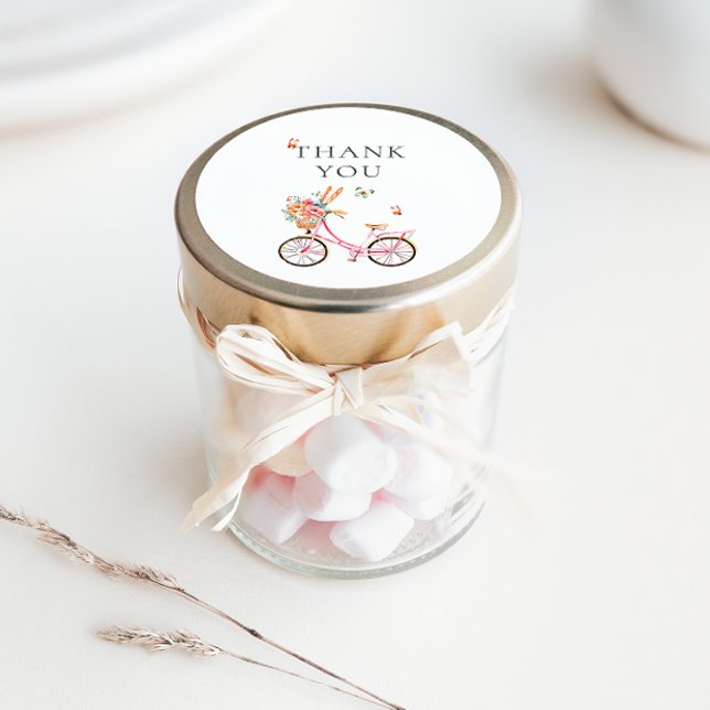 Sticker Rond Paris Café Boulangerie Bicyclette rose Aquarelle (Créateur téléchargé)