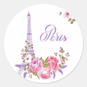 Sticker Rond Paris en fleurs Paris minuit Floral Paris Roma