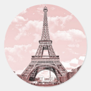 Sticker Rond Paris en Pink Tour Eiffel France