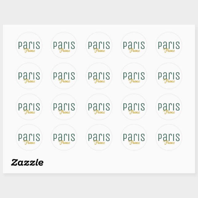 Sticker Rond Paris, France Souvenir (Feuille)