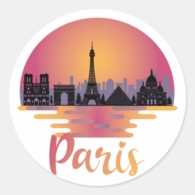 Sticker Rond Paris Skyline (Devant)