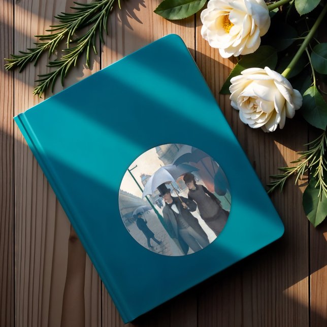 Sticker Rond Paris Street ; Rainy Day by G. Caillebotte, Art (Créateur téléchargé)