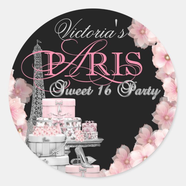 Sticker Rond Paris Sweet 16 Anniversaire (Devant)