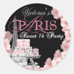 Sticker Rond Paris Sweet 16 Anniversaire